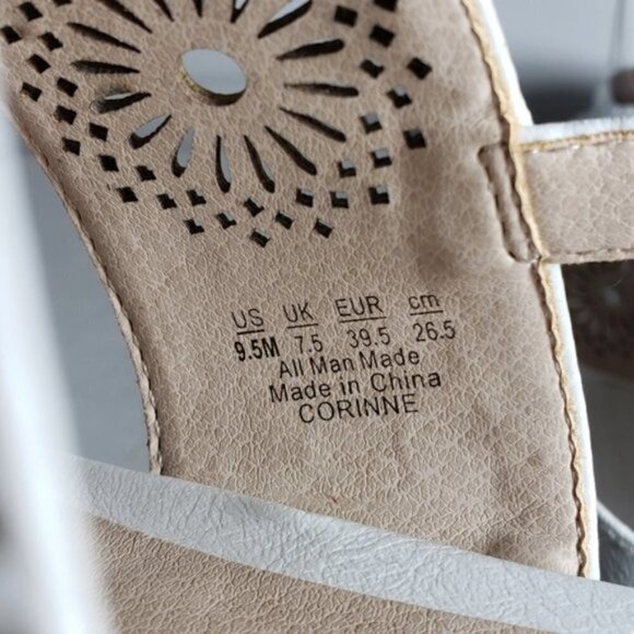 Corinne White Open Toe Stretch Slingback Sandals - Picture 9 of 10